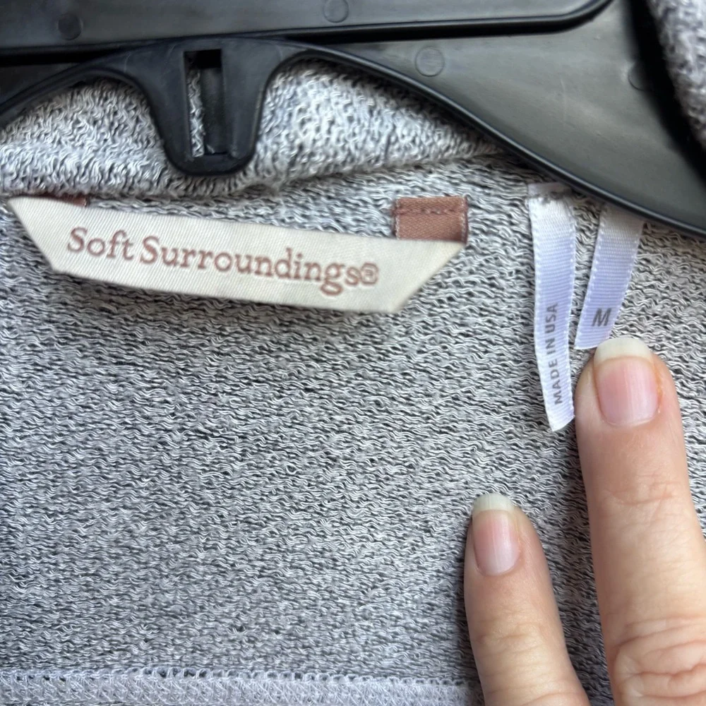 Soft Surroundings Heathered Gray Knit open front cardigan